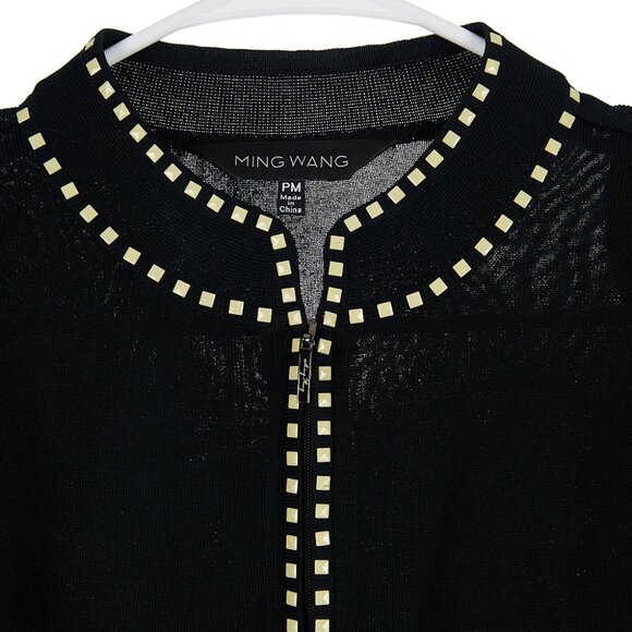Ming Wang Black Zip Up Cardigan Sweater Women's Size Petite Medium - Picture 2 of 6